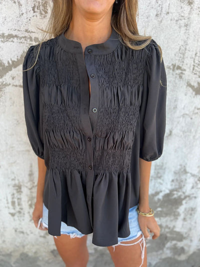 Silvia | Faltenbluse mit Knopfverschluss