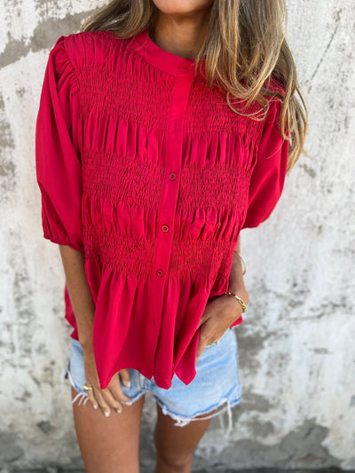 Silvia | Faltenbluse mit Knopfverschluss