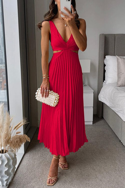 Yasmin - Plissiertes Kleid mit Ausschnitten