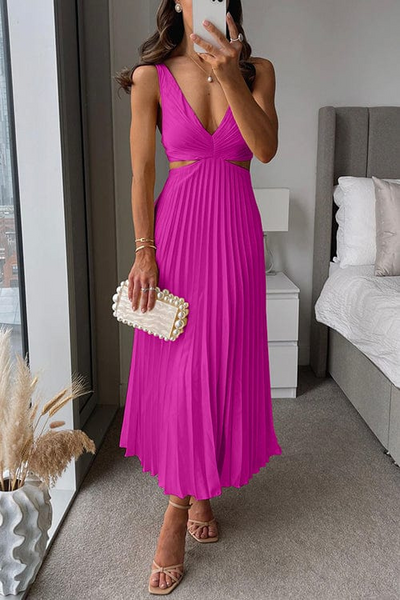 Yasmin - Plissiertes Kleid mit Ausschnitten