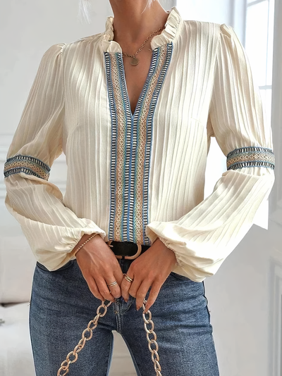 Elvira | Luxuriöse Bluse mit V-Ausschnitt