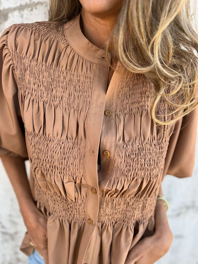 Silvia | Faltenbluse mit Knopfverschluss