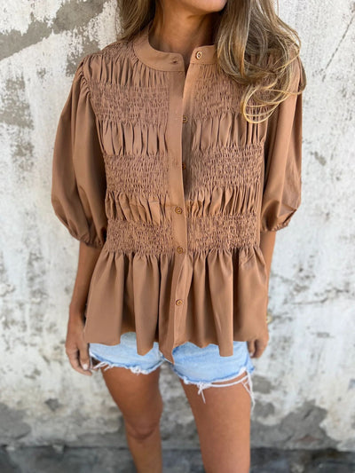 Silvia | Faltenbluse mit Knopfverschluss